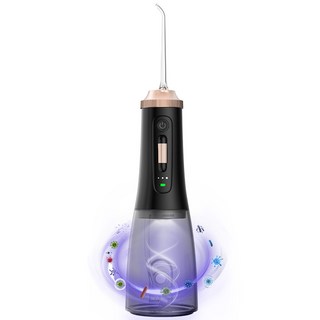 NICESUN 휴대용 무선 구강세정기 자외선 살균 건강한 구강 관리 + 5개노즐팁, 블랙 워터펄스 NICESUN 휴대용 무선 구강세정기 자외선 살균 건강한 구강 관리 + 5개노즐팁, 블랙 워터펄스