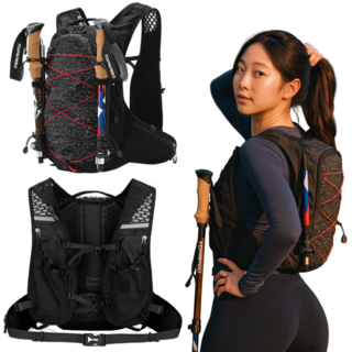 호니배저 트레일러닝 조끼 등산 가방 사이클 백팩 12L, 1개, 블랙