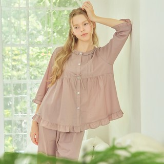 메이플라워 인디핑크 7부 순면 여성 빅사이즈 잠옷 홈웨어 세트