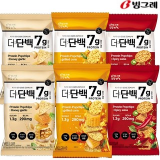 빙그레 더단백 팝칩 3종(각2입 총6봉지) 군옥수수2/허니갈릭2/매콤살사맛2, 6개