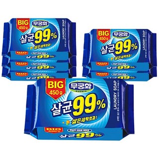 무궁화 살균 99% 빅 세탁비누, 450g, 6개