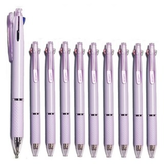 [마치]판다4in1멀티펜 0.7mm 3색볼펜 + 샤프 0.5mm 무료각인, 10개입, 퍼플