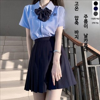 플리츠 스커트 여성 미니 숏 스커트 네이비 블루 그레이 베이직 스타일 대학생 교복 데일리룩 간절기 코디 가을 외출용