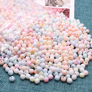 11 스타일 효과 Mixied 컬러 라운드 아크릴 스페이서 비즈 보석 만들기 DIY 목걸이 팔찌 펜던트 귀걸이, 8mm 50pcs, 9-Crack style