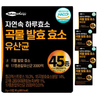 자연속 하루 효소 곡물 발효 효소 유산균 45종, 90g, 5개