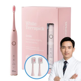 [치과약국판매] 프로벨 음파전동칫솔 저자극 방수 1년무상A/S 칫솔모2개포함, 화이트테라픽 음파칫솔, 핑크, 1개