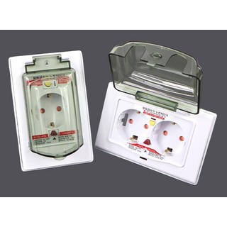 꽂음접속식 방우 누전 차단기 1P 누전차단기 접지콘센트 전원플러그, 1개, 2구
