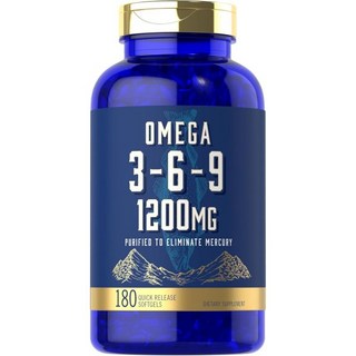 칼라일 오메가 369 1200mg 180 소프트젤 캡슐 트리플 보충제 EPA DHA 함유 생선 아마씨 보리지 오일 비GMO 글루텐 프리Carlyle, 1개, 180정