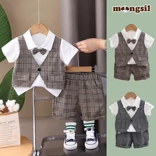 몽실이 보타이 반팔체크 정장상하복