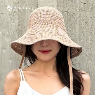 위드올리비아 국산 챙넓은 밀짚 턱끈 벙거지모자