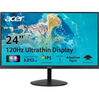 Acer SB240Y G0bi 23.8인치 IPS 풀 HD 울트라 슬림 엣지 투 게이밍 오피스 모니터 | 적응형 동기화 지원(FreeSync 호환) 최대 120Hz 주사율 1m, 120Hz White, 23.8-inch
