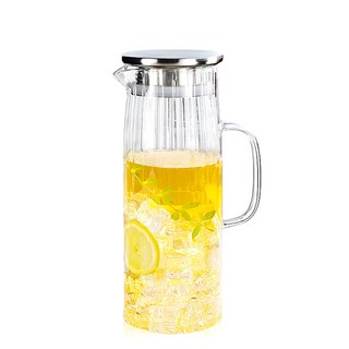 내열유리 냉장고 손잡이 물통 라인 플리츠 물병, 1개, 1.5L, 라인물병 투명