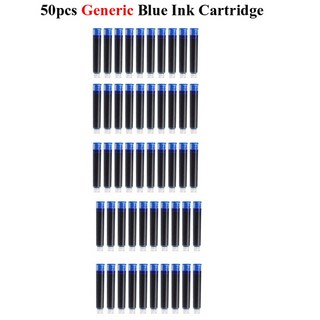 DIY 필기구 만년필 잉크 카트리지 블랙 블루 레드 컬러 세트 50 개 리필 3.4mm 보어 직경, 01 50pcs blue