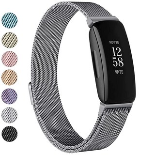 Vanjua Fitbit Inspire 2 밴드 여성용 남성용 스테인리스 스틸 메탈 메시 루프 조절 가능한 마그네틱 손목 밴드 교체 스트랩 Fitbit Inspire 2 / In, Small, 1개, 스페이스 그레이