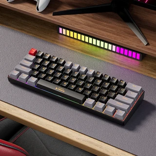 TAIDU H61K 기계식 키보드 USB 유선 연결 60% RGB 미니멀리스트 디자인 조명 모드 안티 고스팅, 02 빨간색 스위치, 02 Black-red, 적축