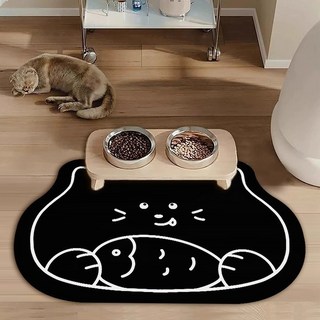 올리웰 반려동물 고양이 식기매트 30 x 40 cm, 검은색 고양이, 1개