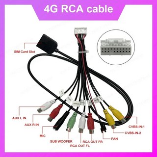 안드로이드 올인원 배선 범 GPS 4G 와이파이 안테나 ISO 전원 USB RCA 마이크 하이 퀄리티 구리 코어 자동, 04 20P 4G RCA Cable
