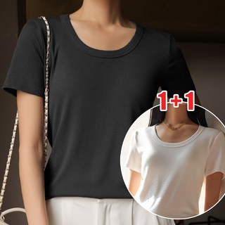 여성 슬림핏 스판 기본 반팔 티셔츠 T-shirt 2개