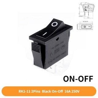 Uniteelec-Soken RK1-11 블랙 2 피트 On-Off 버튼 16A 250V 내구성 로커 스위치, 5개