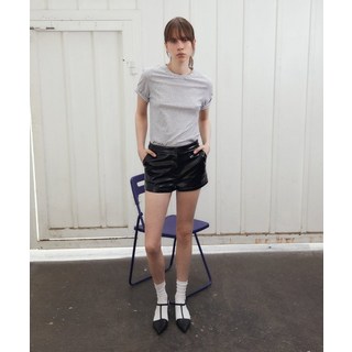 LADY VOLUME LEATHER SHORTS_BLACK