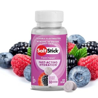 SaltStick FastChews 수분 공급 운동 하이킹 및 스포츠 회복을 위한 전해질 교체 태블릿 FastChews 태블릿 60개 병 혼합 베리, SaltStick FastChews, 수분 공급, 운동, 1개