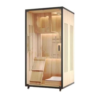 고양이카페 켓타워 호텔 케이지 우드 놀이터 대형 숨숨집 하우스, 라이트그레이 90x60x90cm