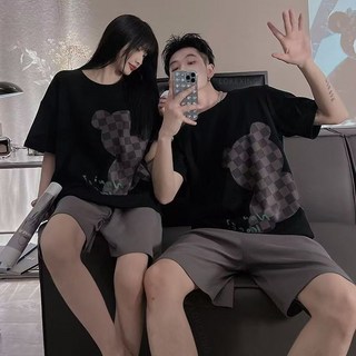 LOKEXING 커플잠옷 여름 잠옷 여성 파자마 남자 반팔티 반팔 홈웨어