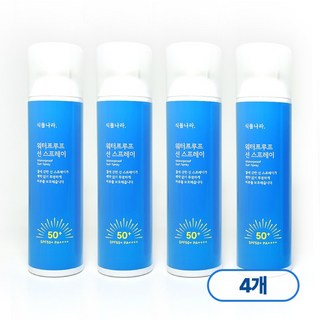 식물나라 산소수 워터프루프 선스프레이 100ml SPF50+ PA+++ 여름 강 바다 물놀이 자외선차단, 4개