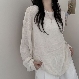 국내생산 린넨 무지 오버핏 긴팔 니트티셔츠 박스티 여름니트 바캉스룩