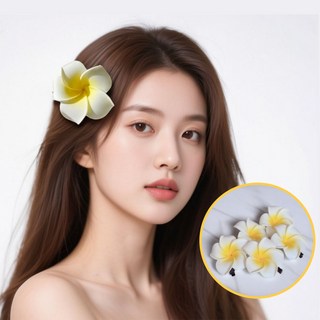 멜로우띵 하와이안 플라워 헤어핀 세트 (꽃핀 5개 투명파우치 증정) 여름휴가 필수템