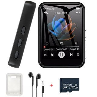 28G MP3 플레이어 블루투스 5.4 HIFI MP3 음악 플레이어 내장 스피커 전자 책 비디오 녹화 기능 2.4 인치 터치 스크린 MP4 플레이어, 32G Add 32G card