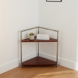 에프룸 미드센츄리 코너장 모듈선반 수납장 완조립, 자작 원목, 2단