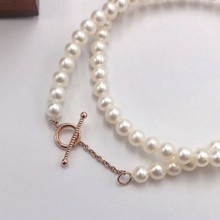 18k 5mm 담수 진주 토글 목걸이