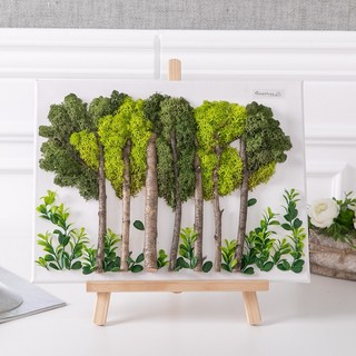 스칸디아모스 공기정화식물 액자 이젤 가로숲캔버스 set 35cm 인테리어 천연 이끼 벽장식 소품 현관, 이젤증정, 1개