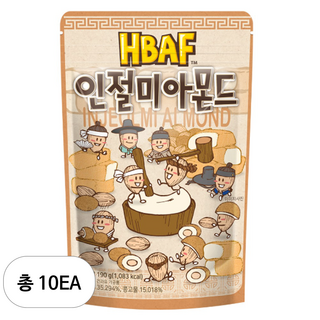 에이치비에이에프 인절미 아몬드, 190g, 10개