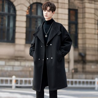 가을 겨울 남성용 모직 하프 코트 빅사이즈 캐주얼 남성 롱 코트 트렌디 남자 슬림핏 하프 트렌치 코트 간절기 아우터 점퍼 PXY
