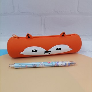 유록이네 실리콘필통 휴대용 펜케이스 파우치 케이스, 1개, 17cm 실리콘 필통 여우