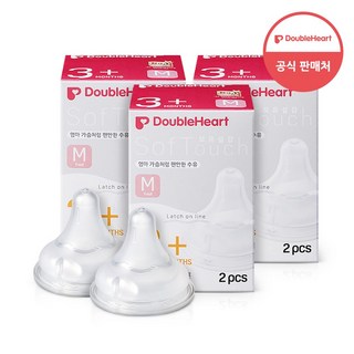 더블하트 소프트터치 3세대 모유실감 젖꼭지, M (3개월이상), 6개