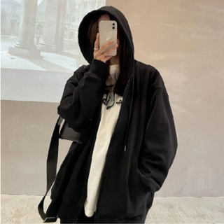 르네홈 학생 남여공용 심플 베이직 오버핏 후드집업