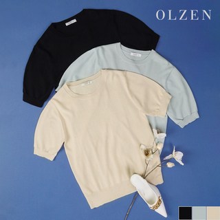 올젠 여성 데일리 라운드 반팔 니트 (ZLC2ER2303) 755308