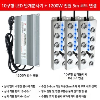 인테리어 장식 안개발생기 인공폭포 안개생성기 인테리어가습기 연못조경, 조명10개헤드분무판3개+방수전원공급장치