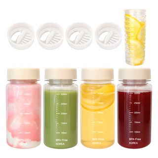 눈금표시 트라이탄 건강 계량물병 4p + 양조절캡 4p + 차거름망 1p, 크림, 350ml, 1개