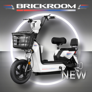BRICKROOM 3세대 전기 자전거 자토바이 출퇴근 전동 스쿠터 2인용 바이크, 그래핀(납산)14A, 화이트