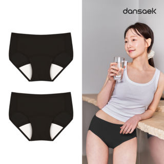 [단색] 컴포트에어 라이너 위생팬티 2장 세트 (여성 생리 샘방지 안심 흡수 방수 논샘팬티 입는 라이너팬티)