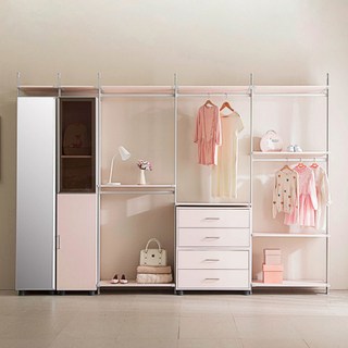 연작 시스템행거 드레스룸 2단 고정 옷걸이행거 시스템옷장, 블랙, 다크앰버