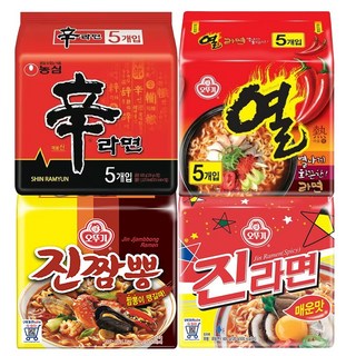 [천지라면] 열짬신세트 봉지라면세트 20종 (신라면 5입+진짬뽕 4입+진라면(매) 5입+열라면 5입) 인기라면 4종세트, 1세트