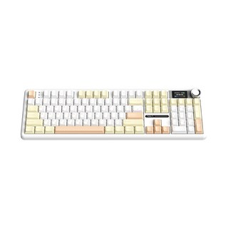 AULA F108Pro 유무선 아우라 독거미 LCD 기계식키보드 국내정품 치즈 화이트 저소음 바다축, 갈축