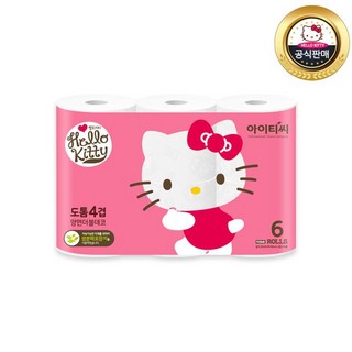 홈스웰 헬로키티 도톰 4겹 6롤 화장지 (25M 6롤X1팩) 총, 홈스웰 헬로키티 도톰 4겹 6롤 화장지 (25M 6롤X
