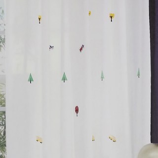 주주 나무와 자동차 자수 커튼 어린이 키즈 거실 안방 아이방 커텐