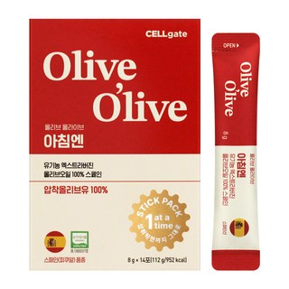 올리브 올라이브 아침엔 유기농 엑스트라버진 올리브오일 8gX14포 100% 스페인 압착올리브유, 112g, 1개